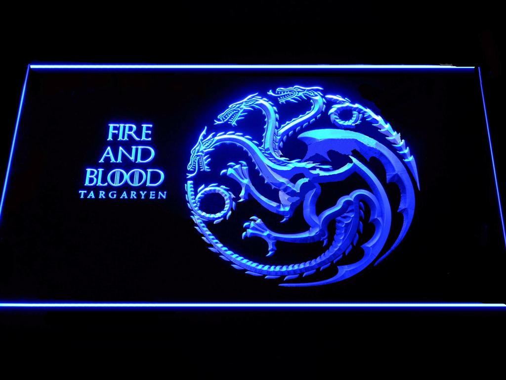 Game of Thrones Targaryen Fire and Blood 3 LED Neon Sign